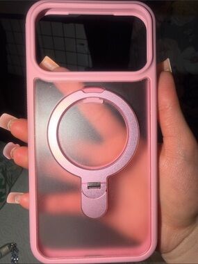 Pink Phone Case with Ring Kickstand - Compatible Cell Phone Accessory